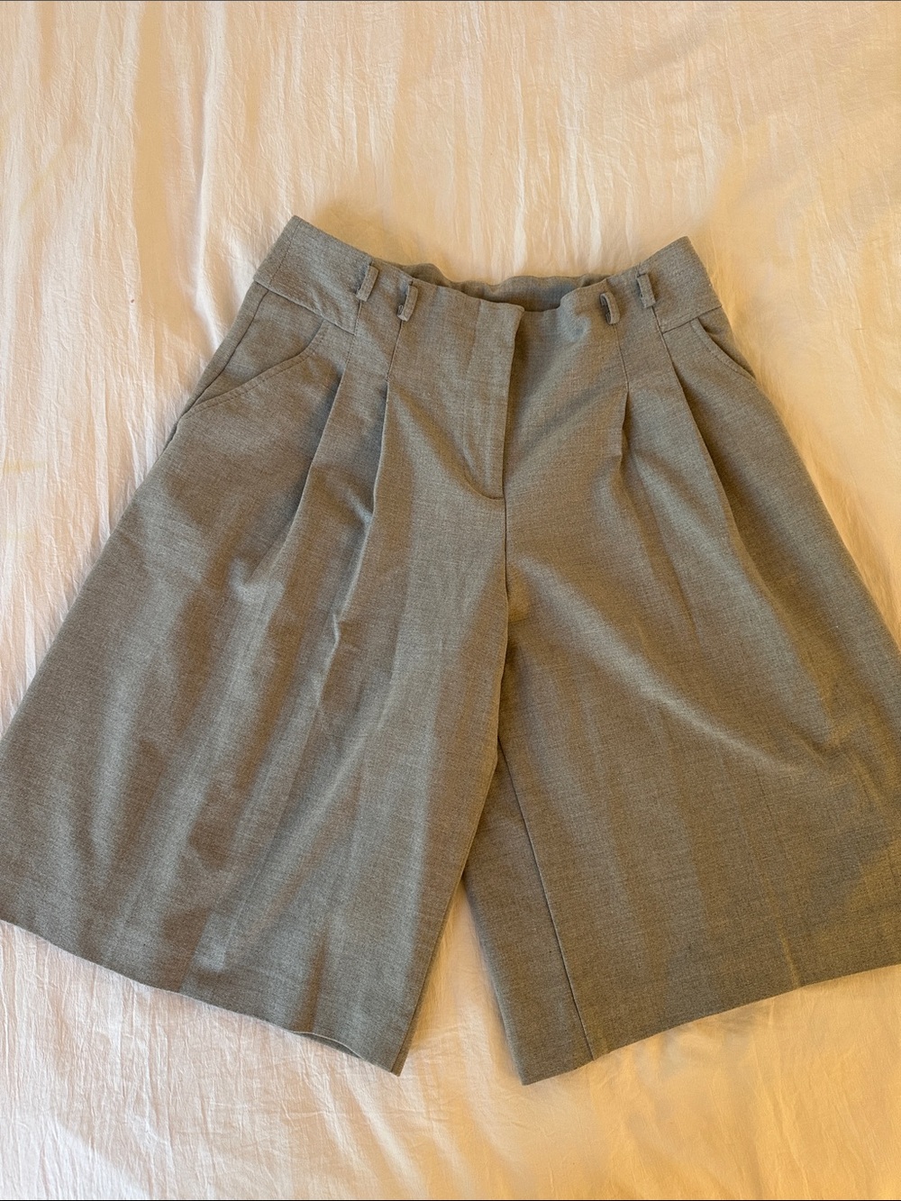Zara Tailored Pleated Gray Bermuda Shorts